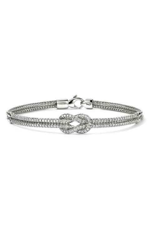 Love Knot Bracelet, Sterling Silver, Diamonds