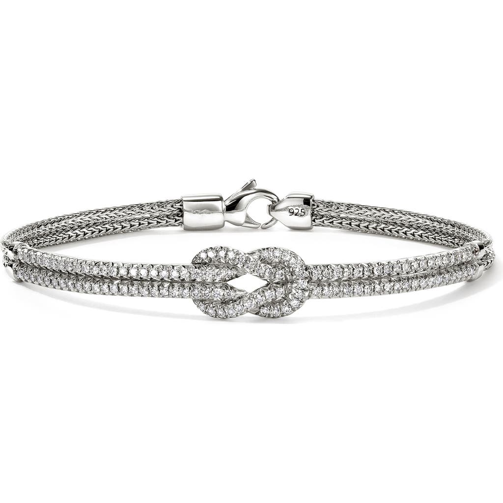 John Hardy Sterling Silver Love Knot Diamond Bracelet In Metallic