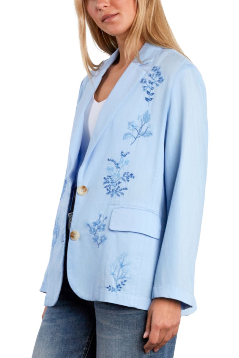 Poetic Floral Embroidered Denim Blazer, Alternate, color, WINDSURFER BLUE