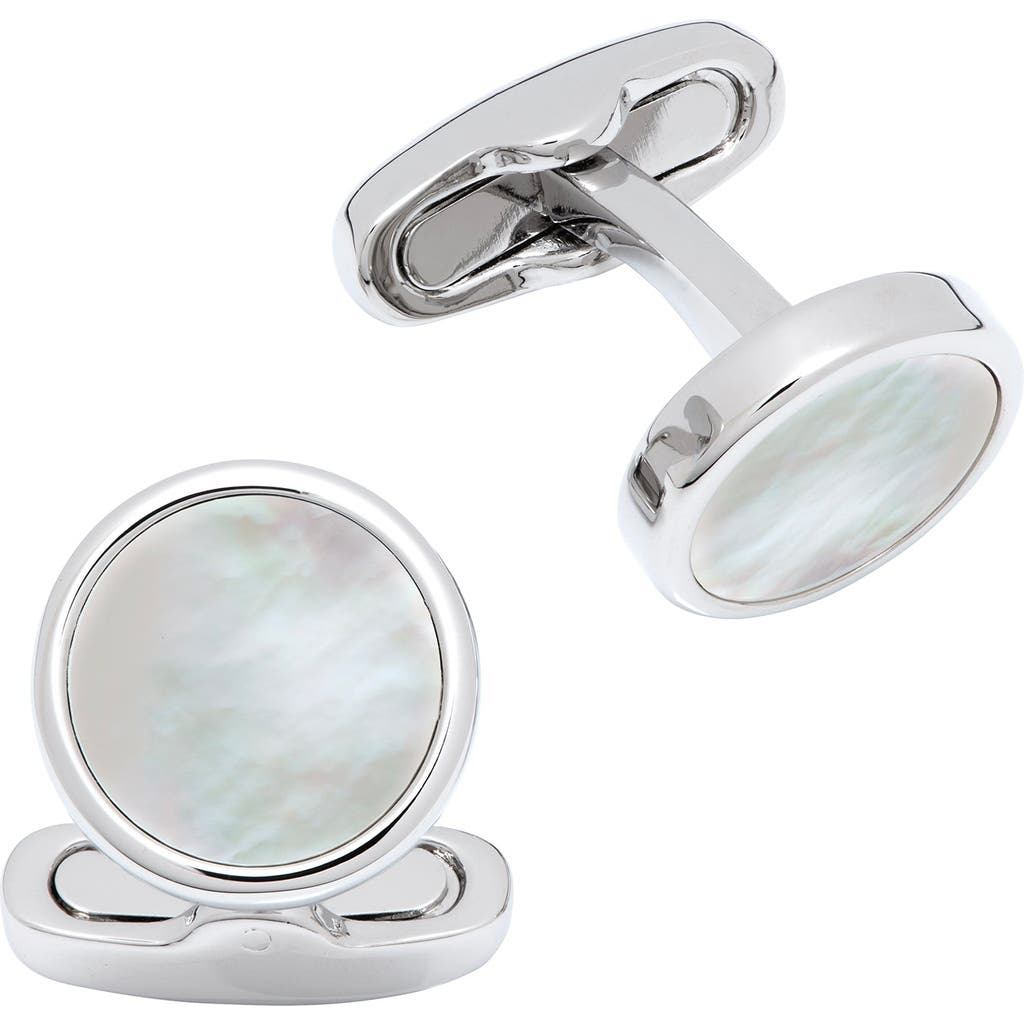 Link Up Round Mother Of Pearl Cufflinks In White