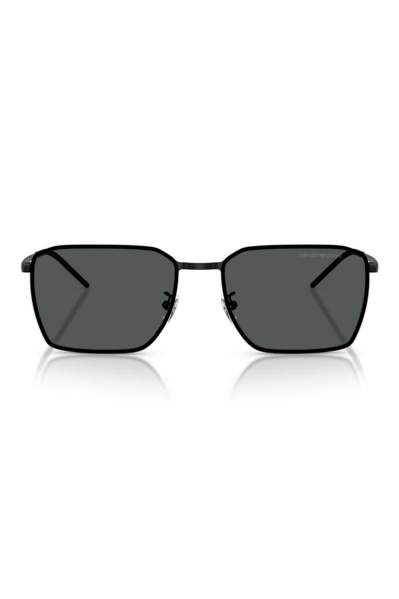 60mm Square Sunglasses, Main, color, MATTE BLACK / DARK GREY