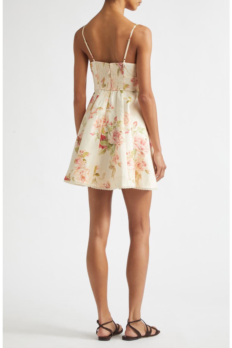 Roselight Picnic Linen & Silk Minidress, Alternate, color, CREAM ROSE FLORAL