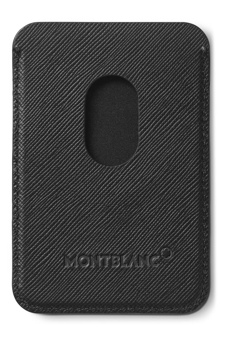 MagSafe® Compatible Sartorial Leather Card Holder, Alternate, color, BLACK