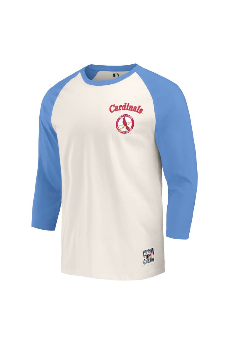 Men's Darius Rucker Collection by Fanatics Light Blue/White St. Louis Cardinals Cooperstown Collection Raglan 3/4-Sleeve T-Shirt, Alternate, color, Light Blue