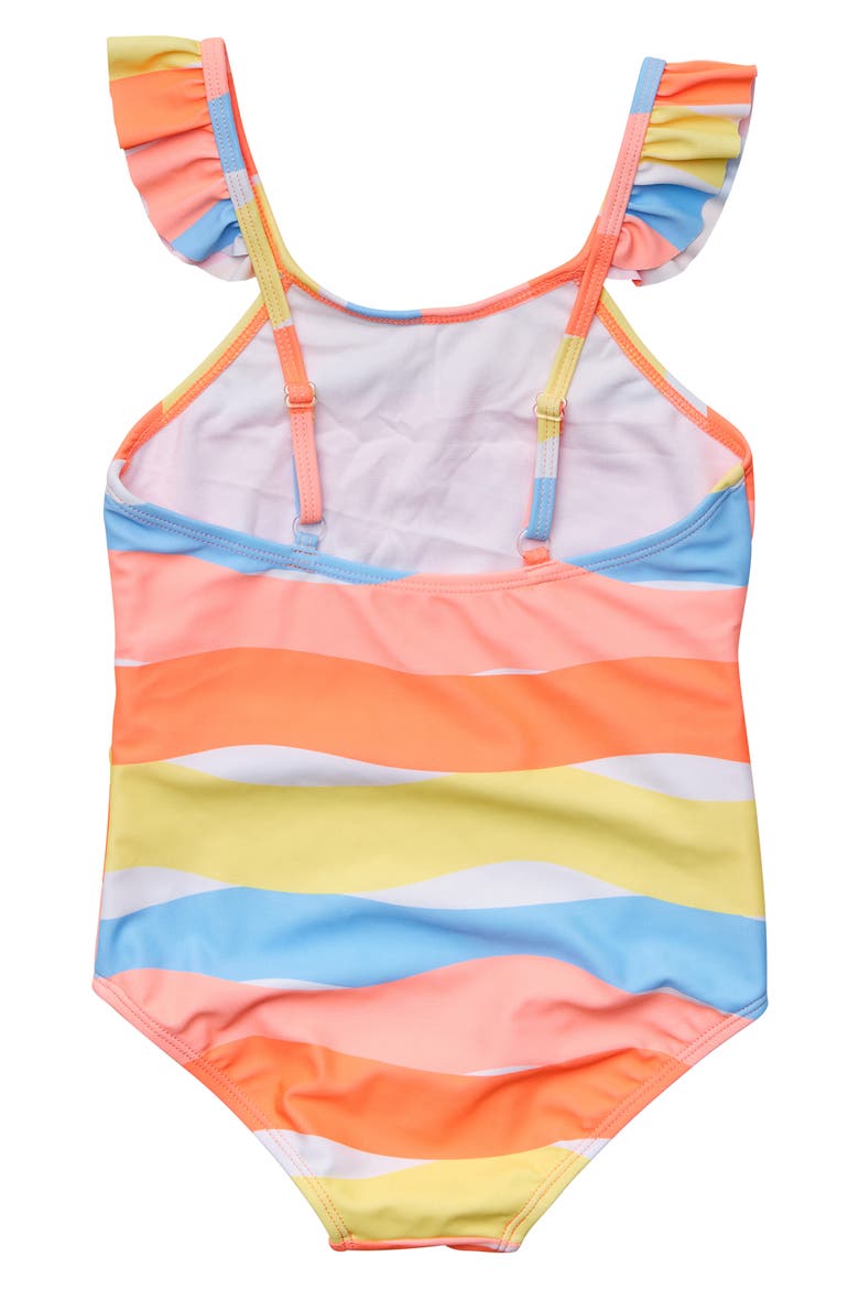 Kids' Stripe Ruffle One-Piece Swimsuit, Alternate, color, MULTI