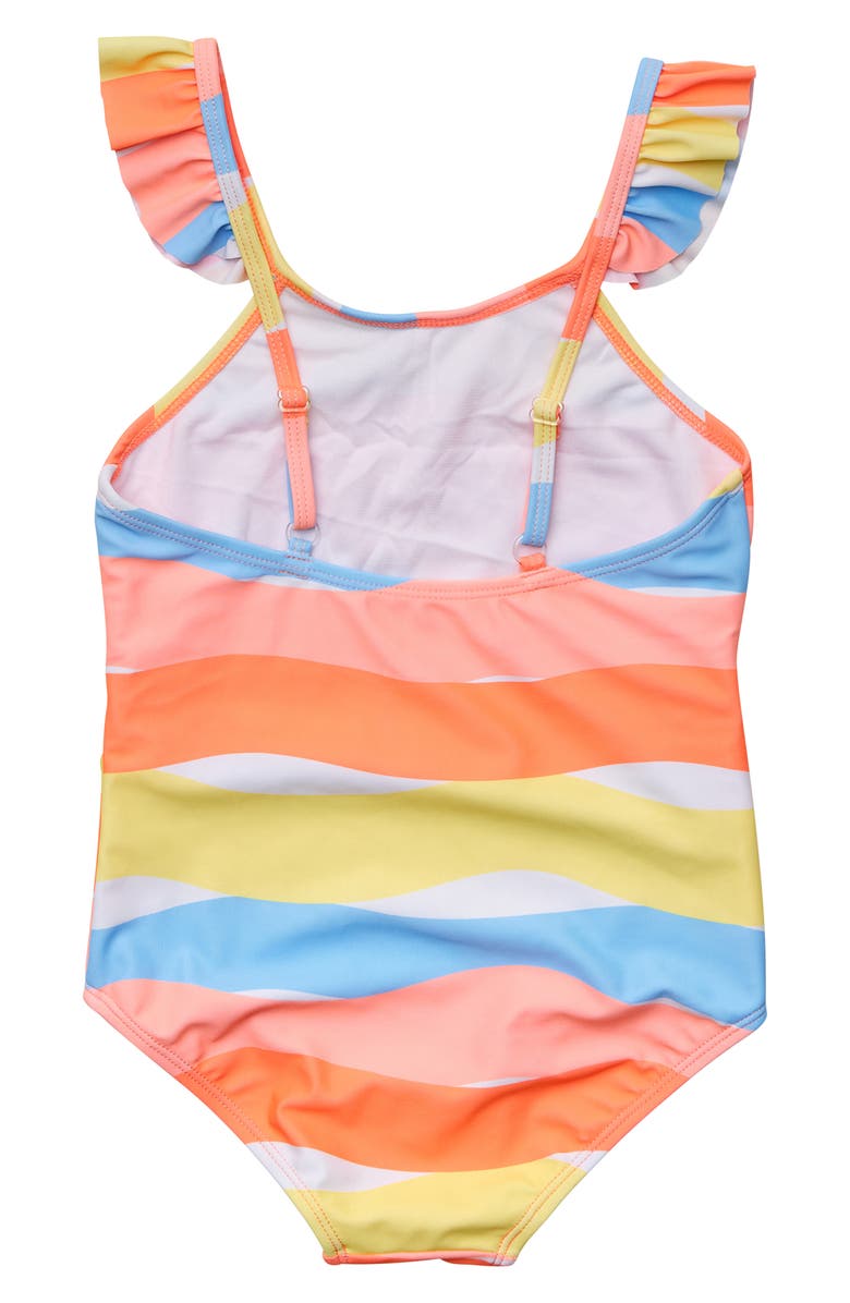 Snapper Rock Kids' Stripe Ruffle One-Piece Swimsuit, Alternate, color, 