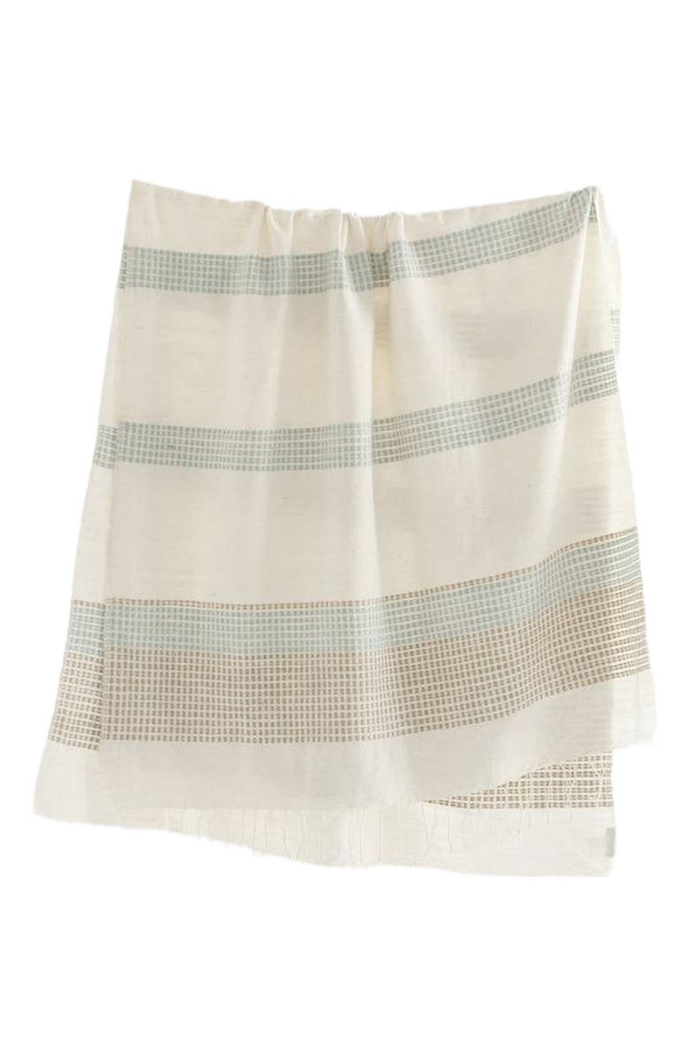 Creative Women Camden Handwoven Cotton Throw Blanket, Alternate, color, Azure And Sand