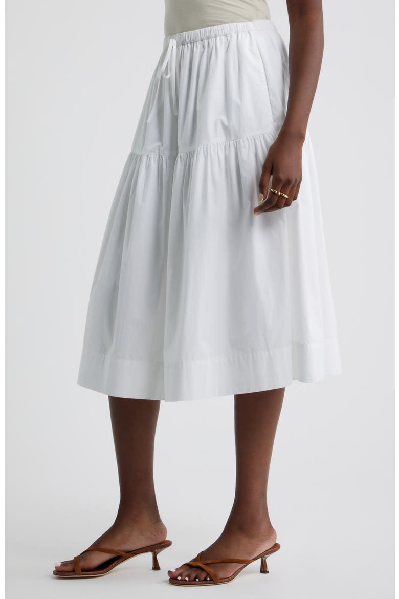 Drop Waist Poplin Midi Skirt, Alternate, color, WHITE