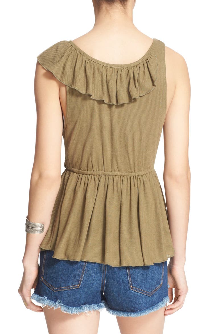 'Float Away' Asymmetrical Ruffle Tank, Alternate, color, GREEN