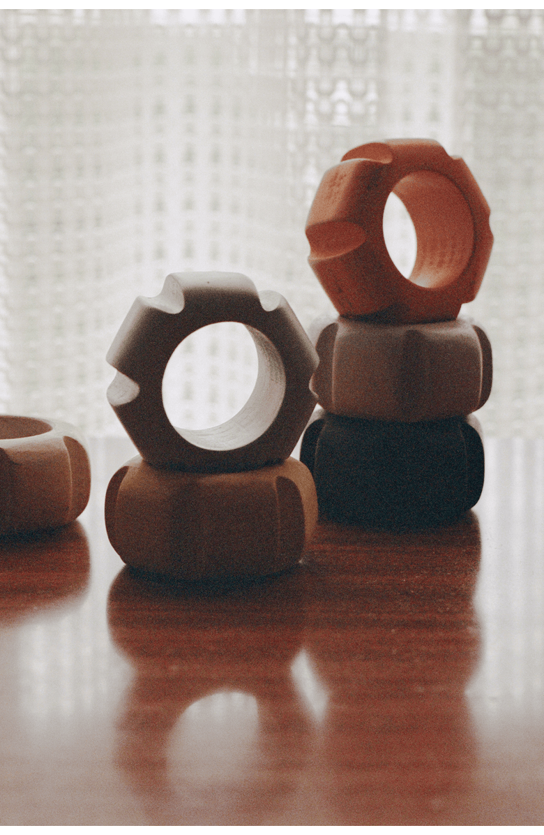 Tortuga Forma Handpainted Asterisk Napkin Rings Set of 4, Alternate, color, Cool Assorted