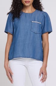 NYDJ Puff Sleeve Denim Shirt