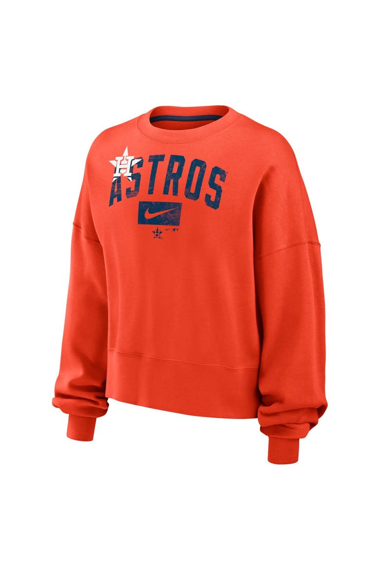 Women's Nike Orange Houston Astros Oversized Long Sleeve Cropped Sweatshirt, Alternate, color, Orange