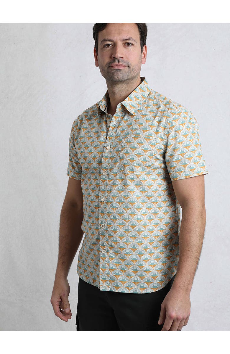 Weird Fish Faraway Printed Shirt, Main, color, Caramel