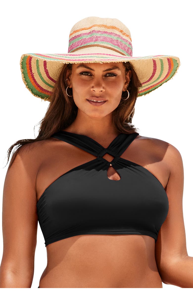 Swimsuits for All High Neck Halter Bikini Top, Main, color, Black