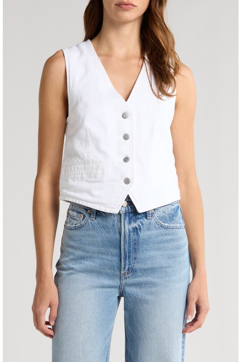 Vero Cotton Crop Vest, Main, color, WHITE