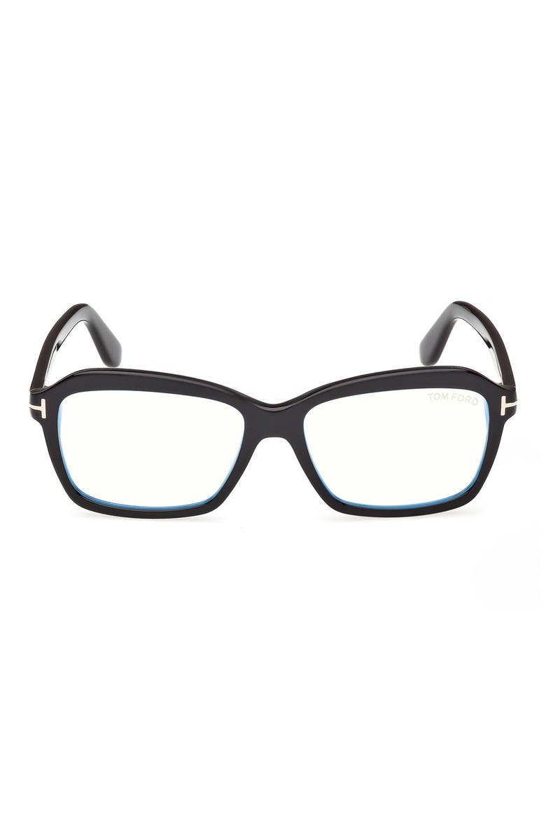 54mm Rectangular Optical Glasses, Main, color, SHINY BLACK / T LOGO