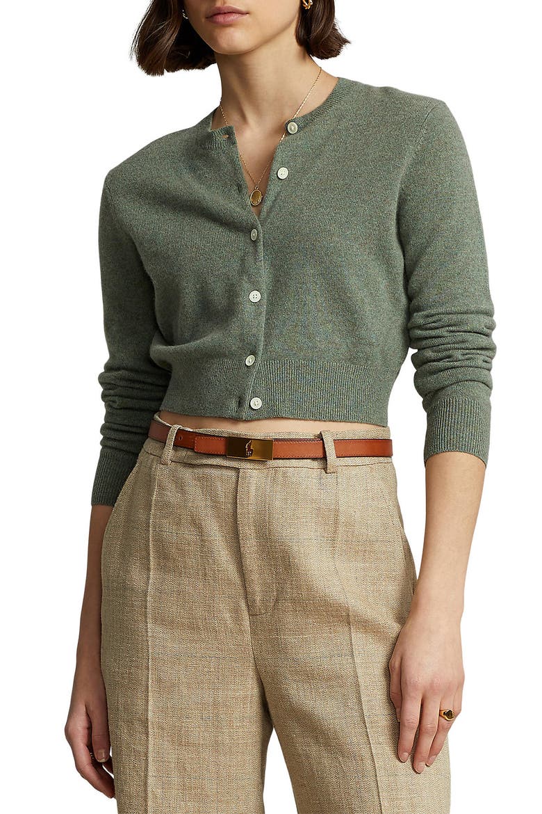 Crop Cashmere Cardigan, Main, color, LOVETTE HEATHER