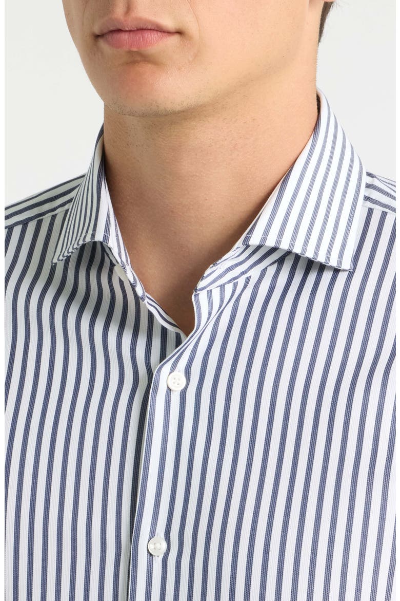 Hank Slim Fit Striped Dress Shirt, Alternate, color, DARK BLUE