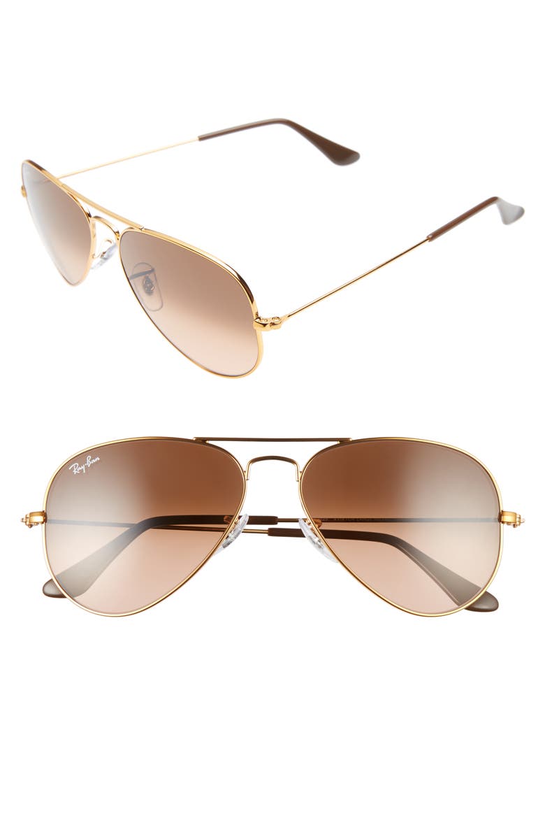 Small Original 55mm Aviator Sunglasses, Main, color, PINK/ BROWN