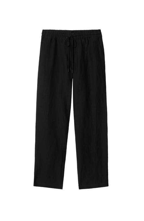 Burberry Mens Black Straight-leg Drawstring Linen Trousers Xl In Black