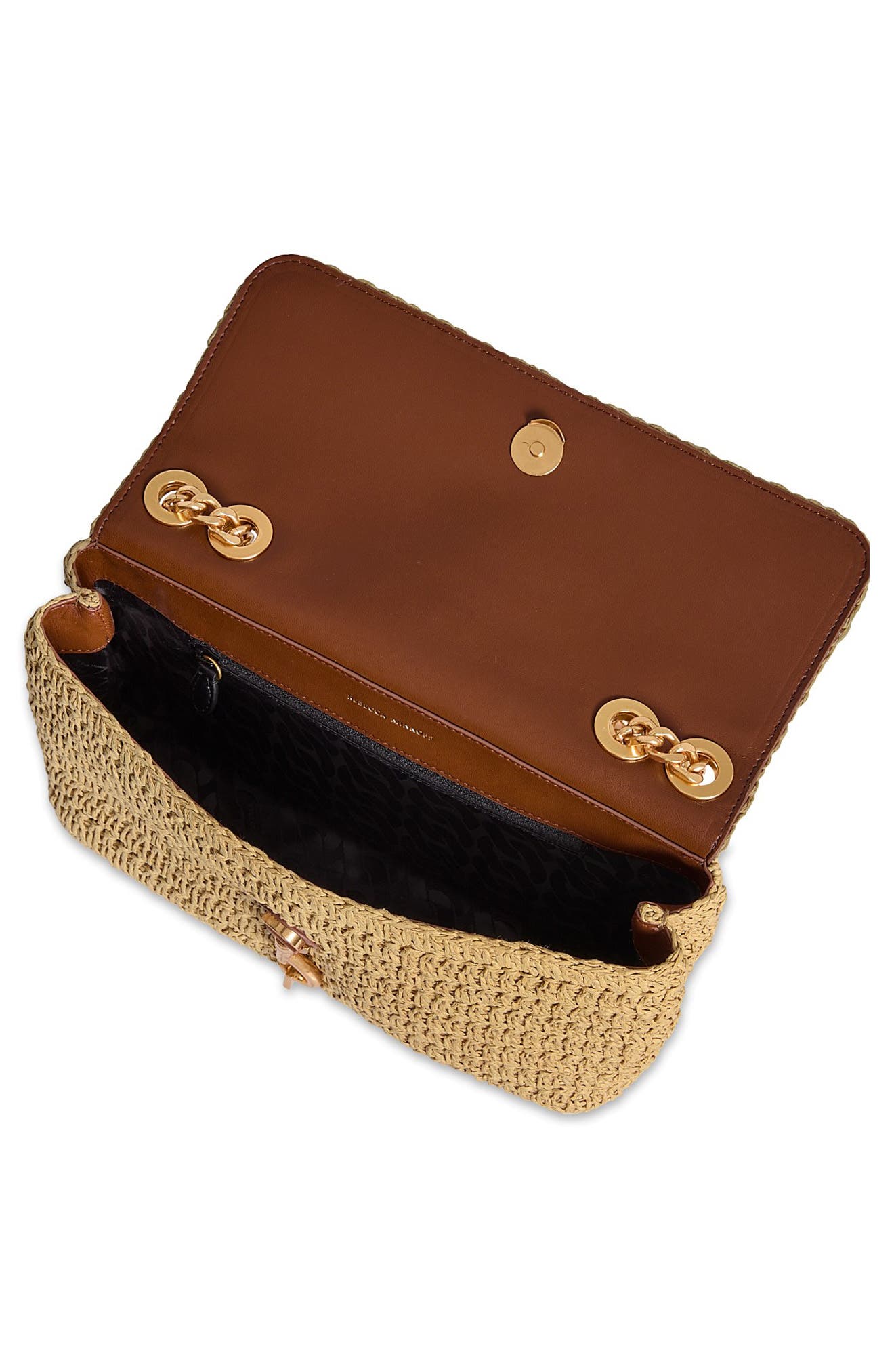 Rebecca Minkoff Medium Edie Straw Crossbody Bag, Alternate, color, Natural/ Tawny