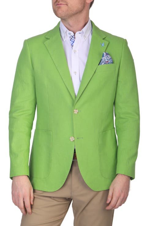 Solid Notch Lapel Linen Blend Sport Coat