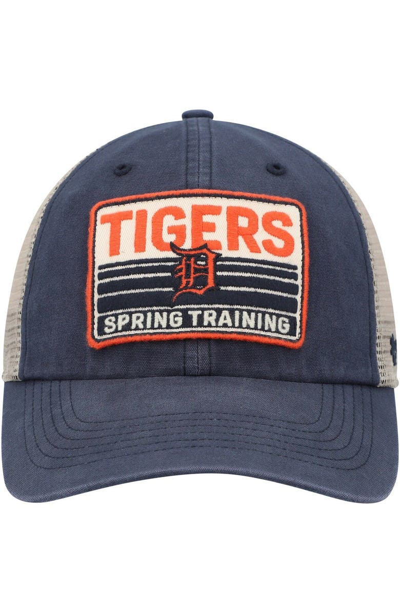 '47 Men's '47 Navy/Tan Detroit Tigers Four Stroke Clean Up Trucker Snapback Hat, Alternate, color, 