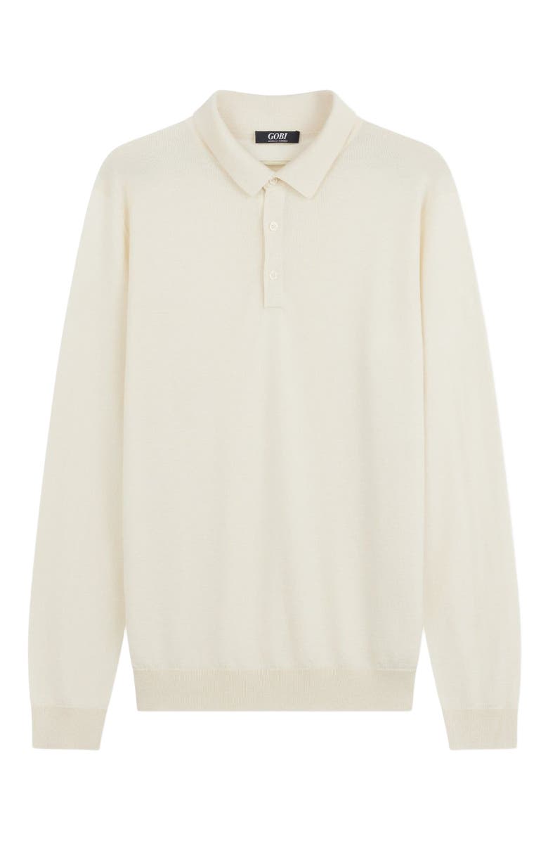 GOBI Mongolian Cashmere Men's Cashmere Silk Polo, Alternate, color, Marshmallow