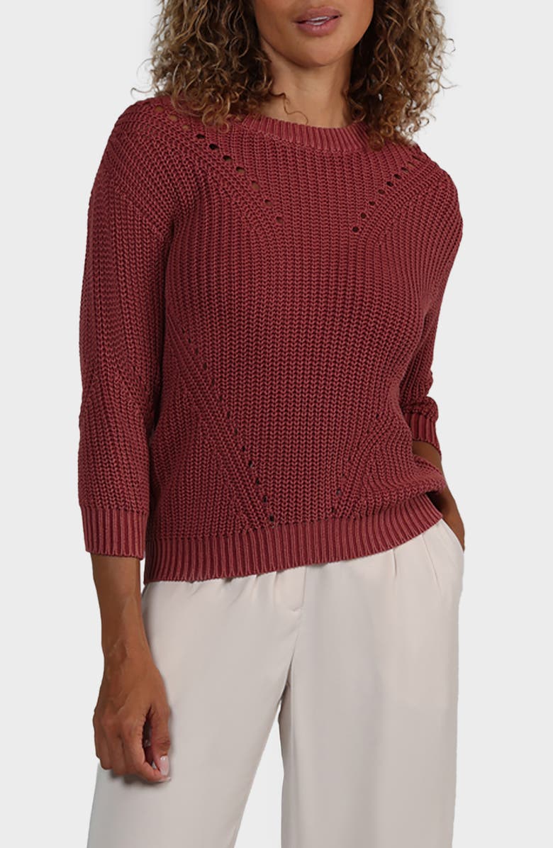 matty m. Hancock Cotton Pointelle Sweater, Main, color, Rosewood