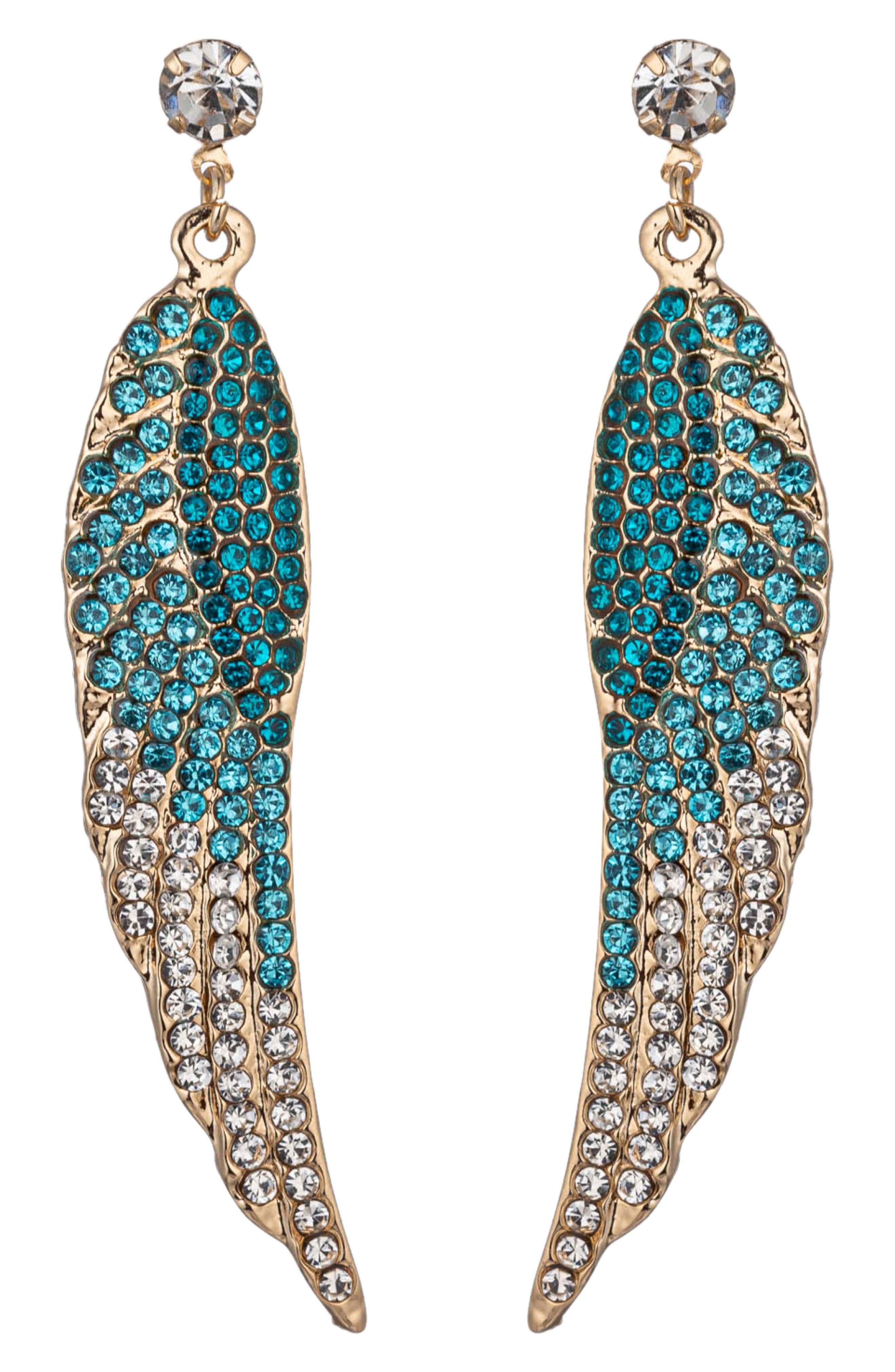 EYE CANDY LOS ANGELES Angel Wing Crystal Drop Earrings