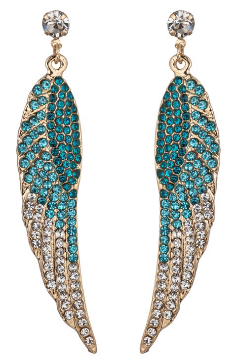 Angel Wing Crystal Drop Earrings
