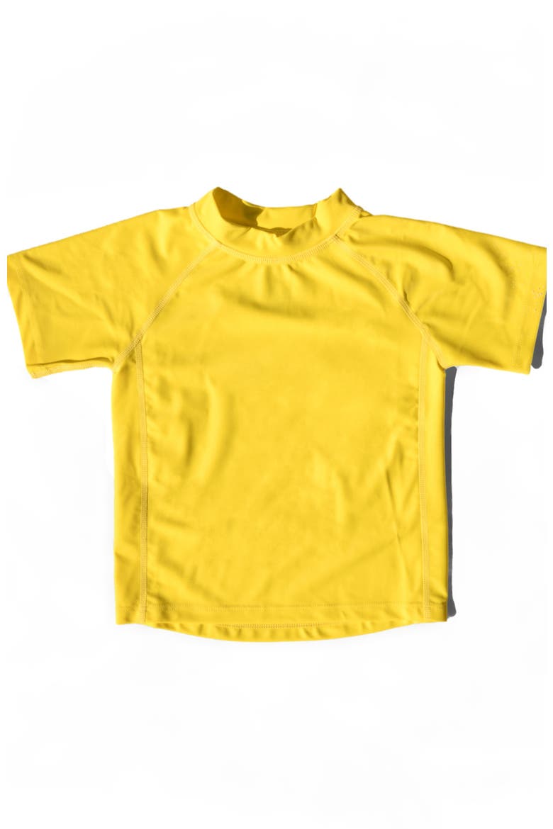 Kids Short Sleeve Rash Guard, UPF 50+ Swim Shirt, Alternate, color, YELLOW