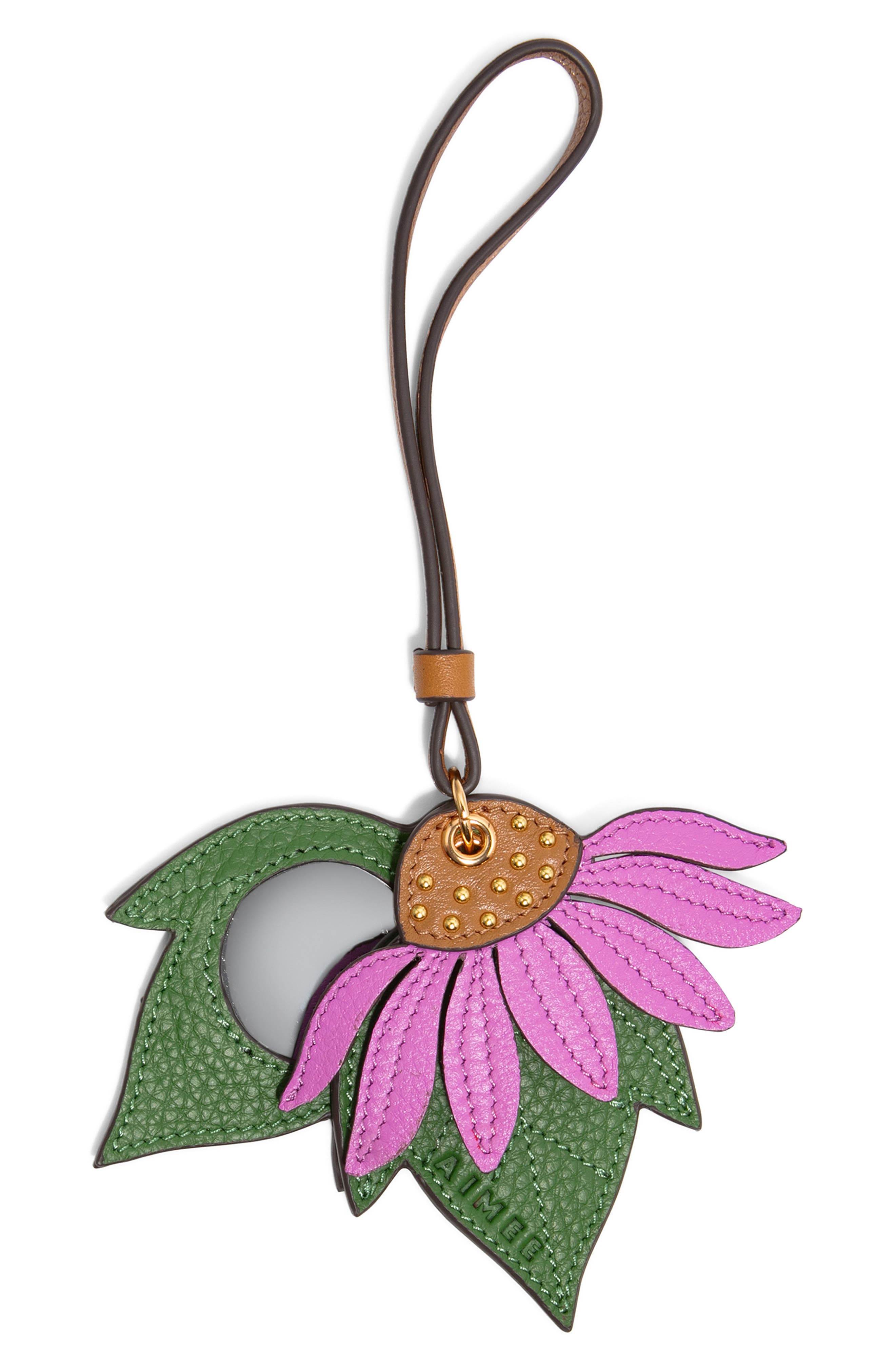 Floral Mirror Bag Charm, Alternate, color, PURPLE MULTI
