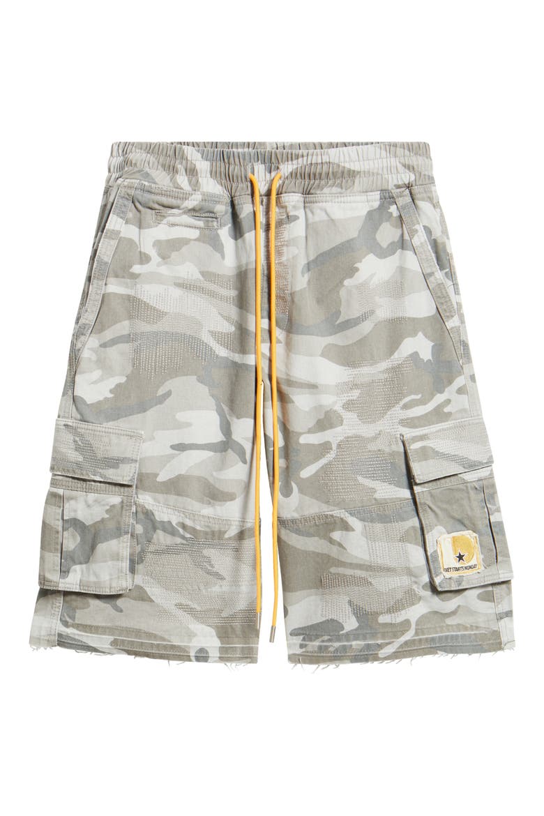 Camo Cargo Shorts, Alternate, color, GREY