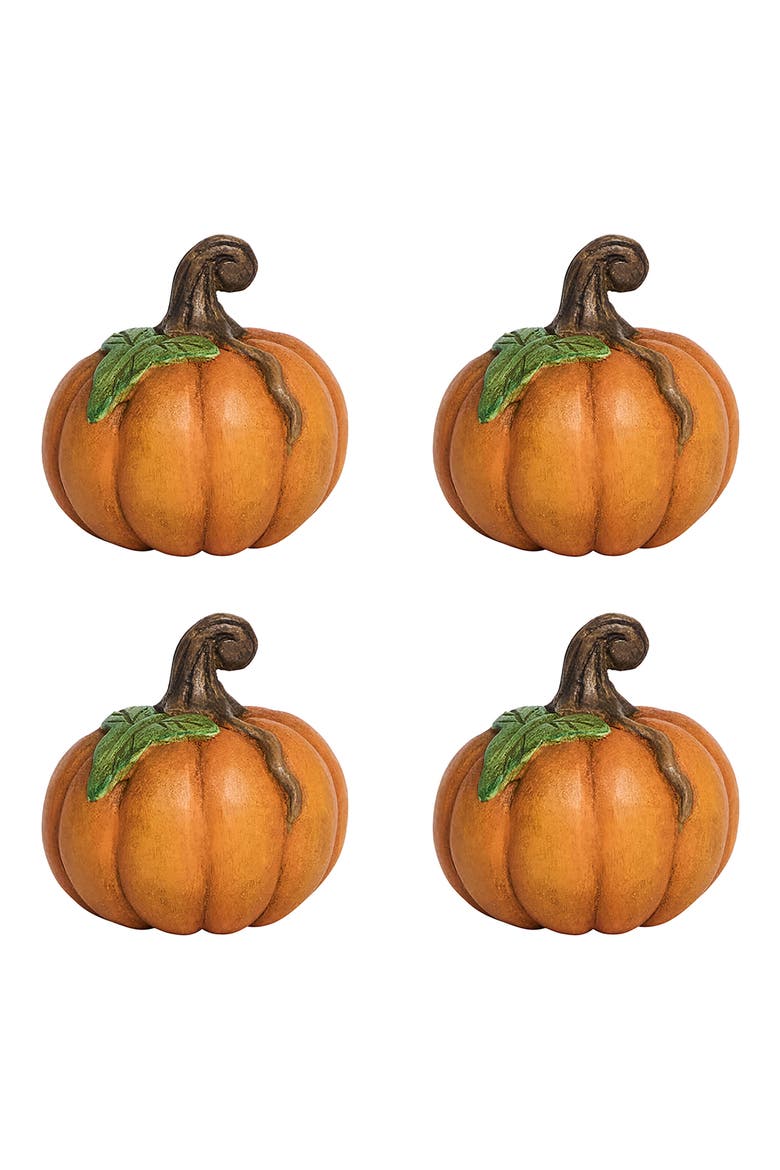 Forest Walk Pumpkin Set of 4 Place Card Holders, Main, color, ORANGE