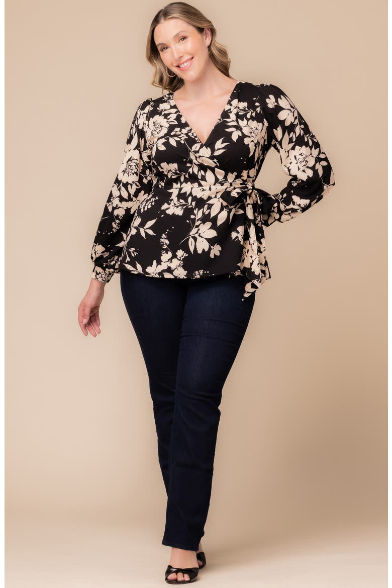 Natasha Print Wrap Top, Alternate, color, VINTAGE IVORY FLORALS