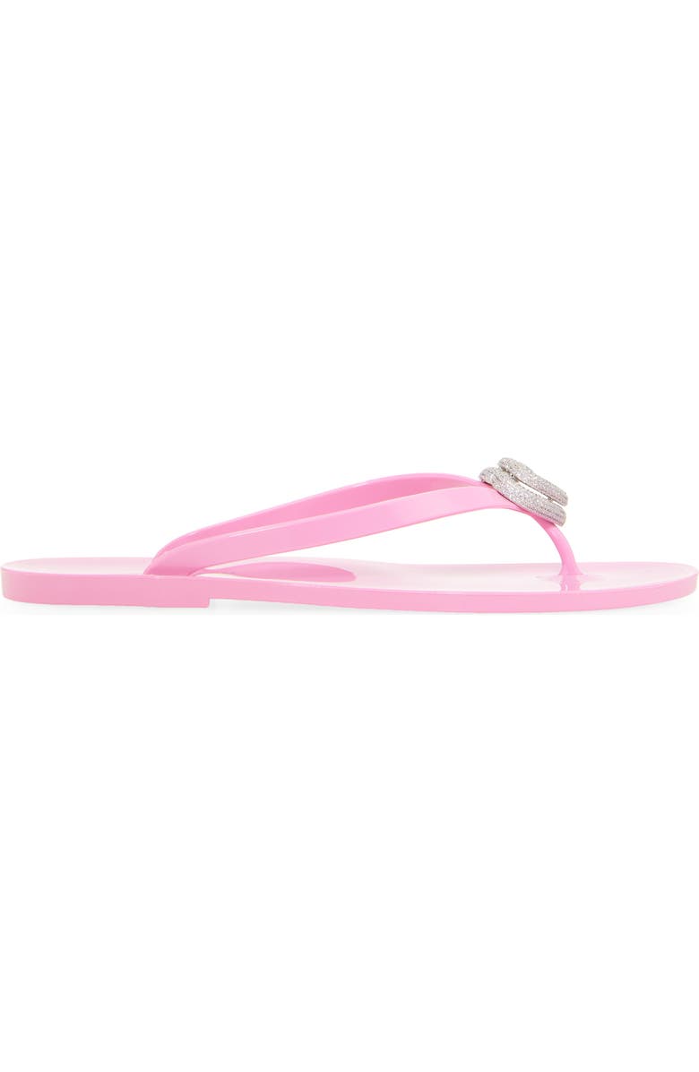 Mach & Mach Double Crystal Heart Flip Flop, Alternate, color, Pink
