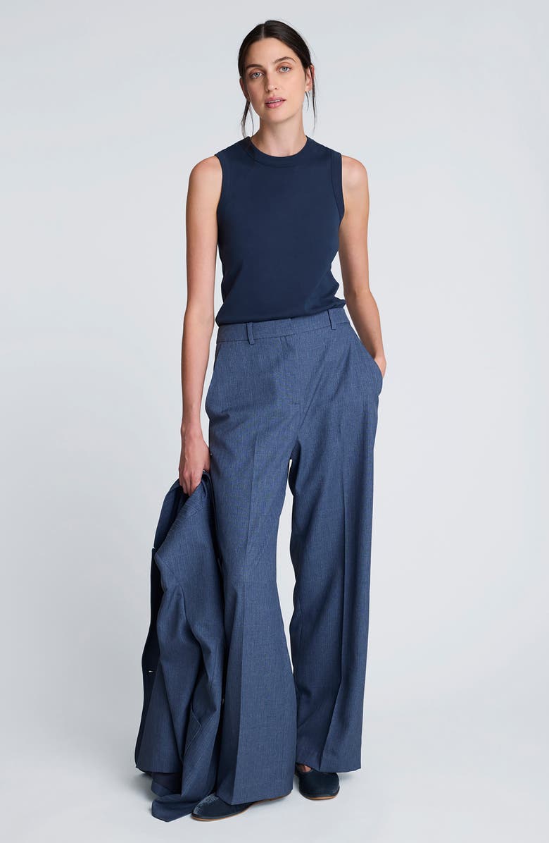Kenneth Cole High Waist Wide Leg Boyfriend Pants, Alternate, color, Cadet Blue Mlt