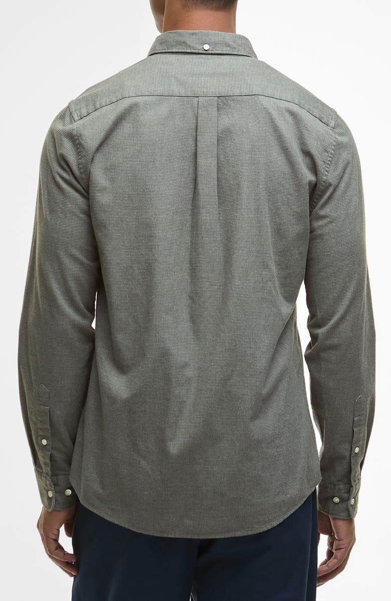 Barbour Huntly Mini Houndstooth Check Cotton Button-Down Shirt, Alternate, color, Olive