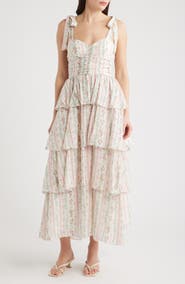 ZOE AND CLAIRE Print Tiered Maxi Dress