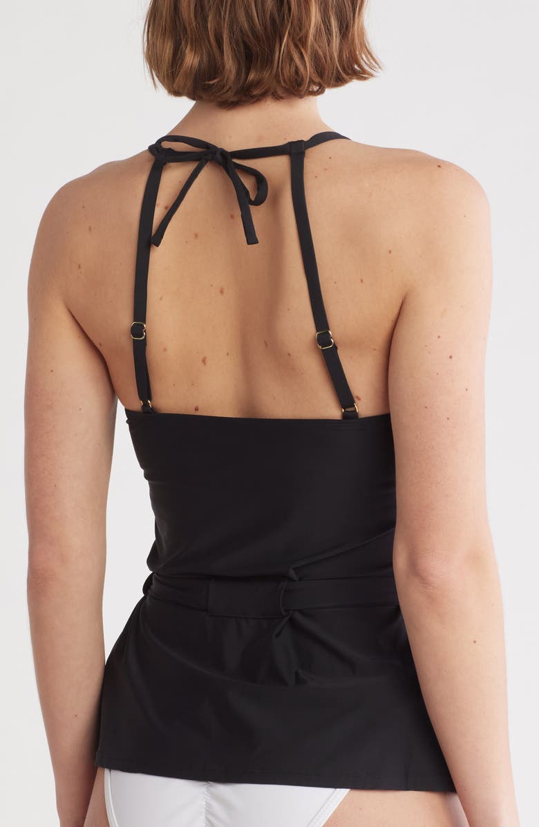 Athena Belted High Neck Tankini Top, Alternate, color,