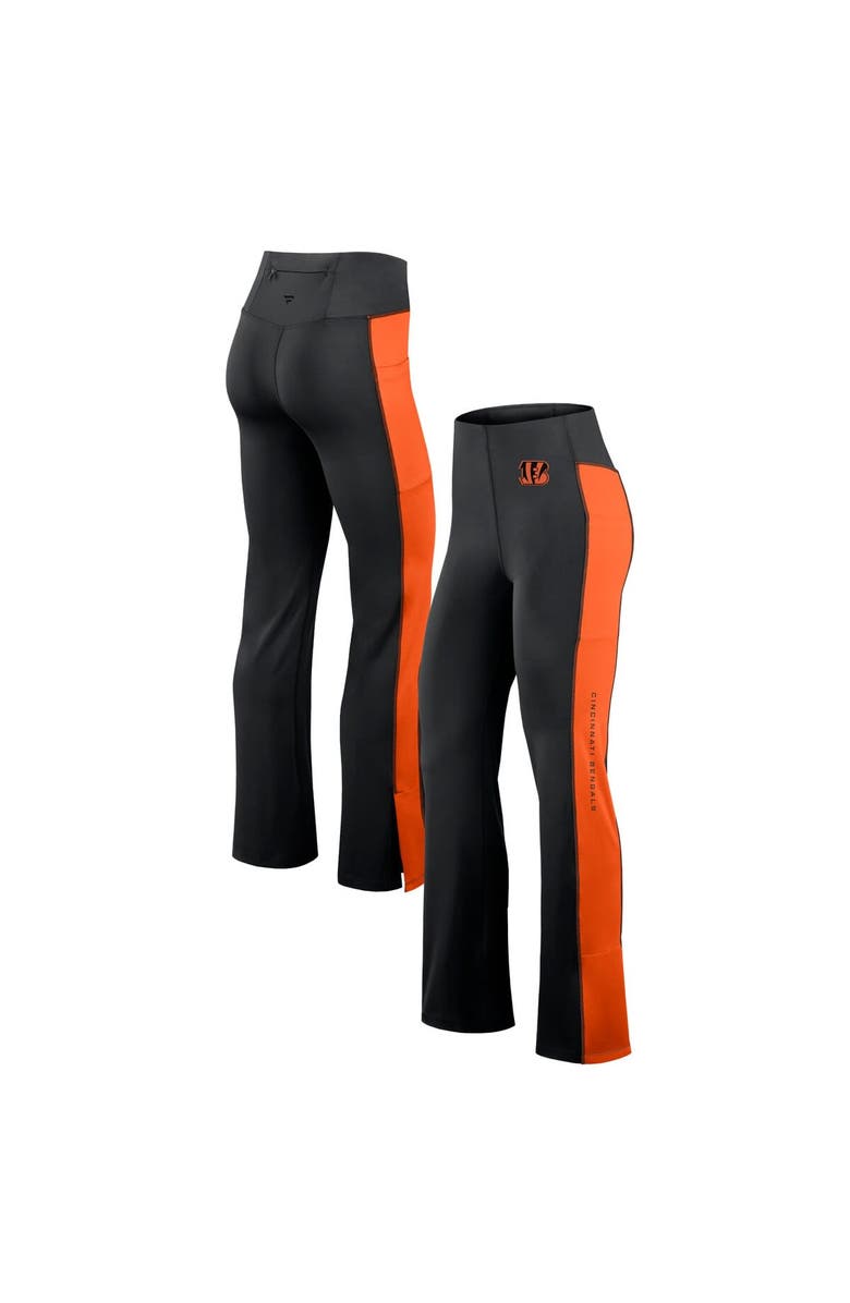 Fanatics Signature Women's Fanatics Signature Black Cincinnati Bengals Studio Fitted Flared Leggings, Alternate, color,