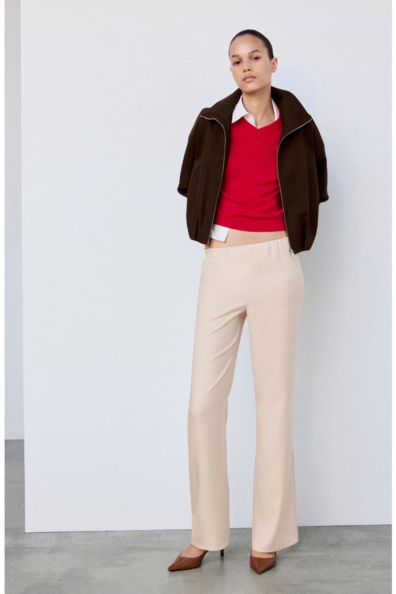 Satin Straight Leg Pants, Alternate, color, ECRU