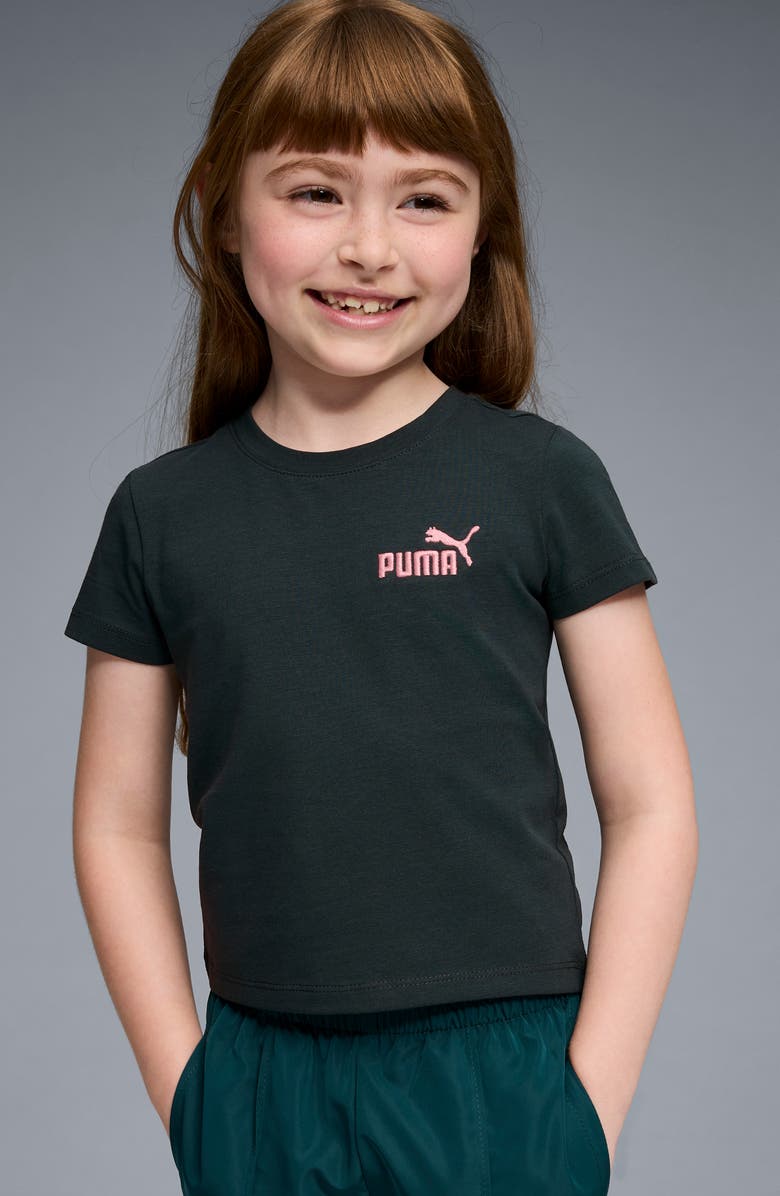 PUMA Kids' Foundations Stretch Cotton T-Shirt, Alternate, color, Green Terrain