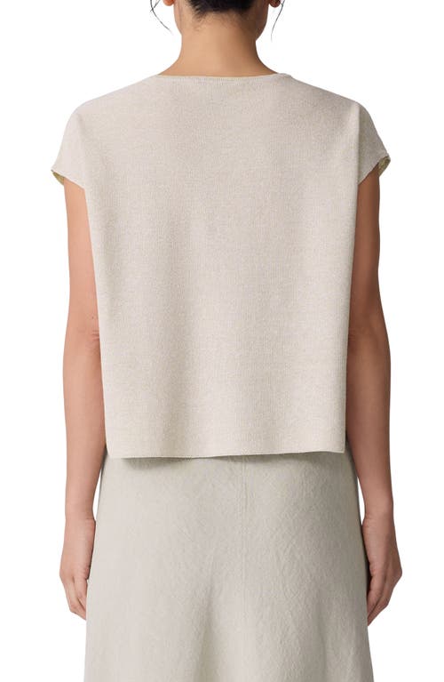 Eileen Fisher Organic Linen & Organic Cotton Cap Sleeve T-shirt In Undyed Natural