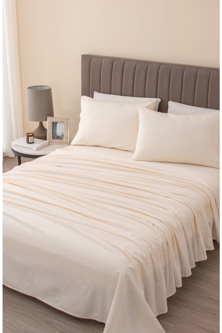 Turkish Cotton Solid Flannel Sheet Set, Alternate, color, PRISTINE IVORY