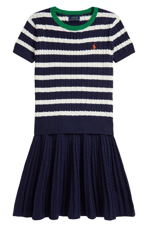 Kids' Short Sleeve Cable Knit Sweater & Skirt Set (Big Kid)