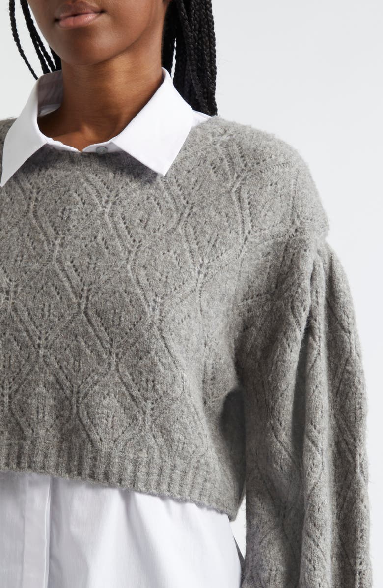 Cinq à Sept Landry Layered Sweater, Alternate, color, Heather Grey/ White