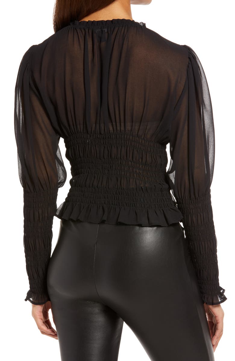 Halogen<sup>®</sup> Smocked Chiffon Blouse, Alternate, color,