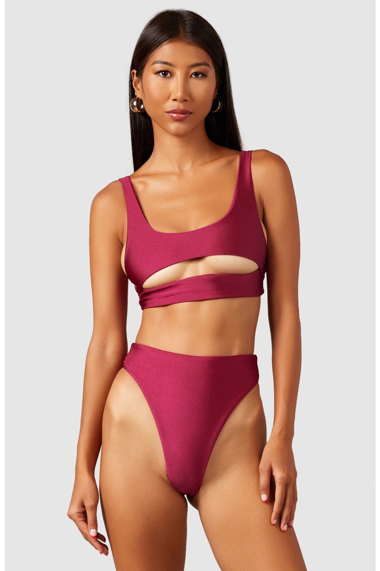 Lucky Bikini Top, Alternate, color, Berry